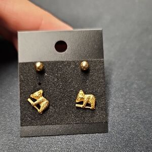 Gold Bear Stud Earrings